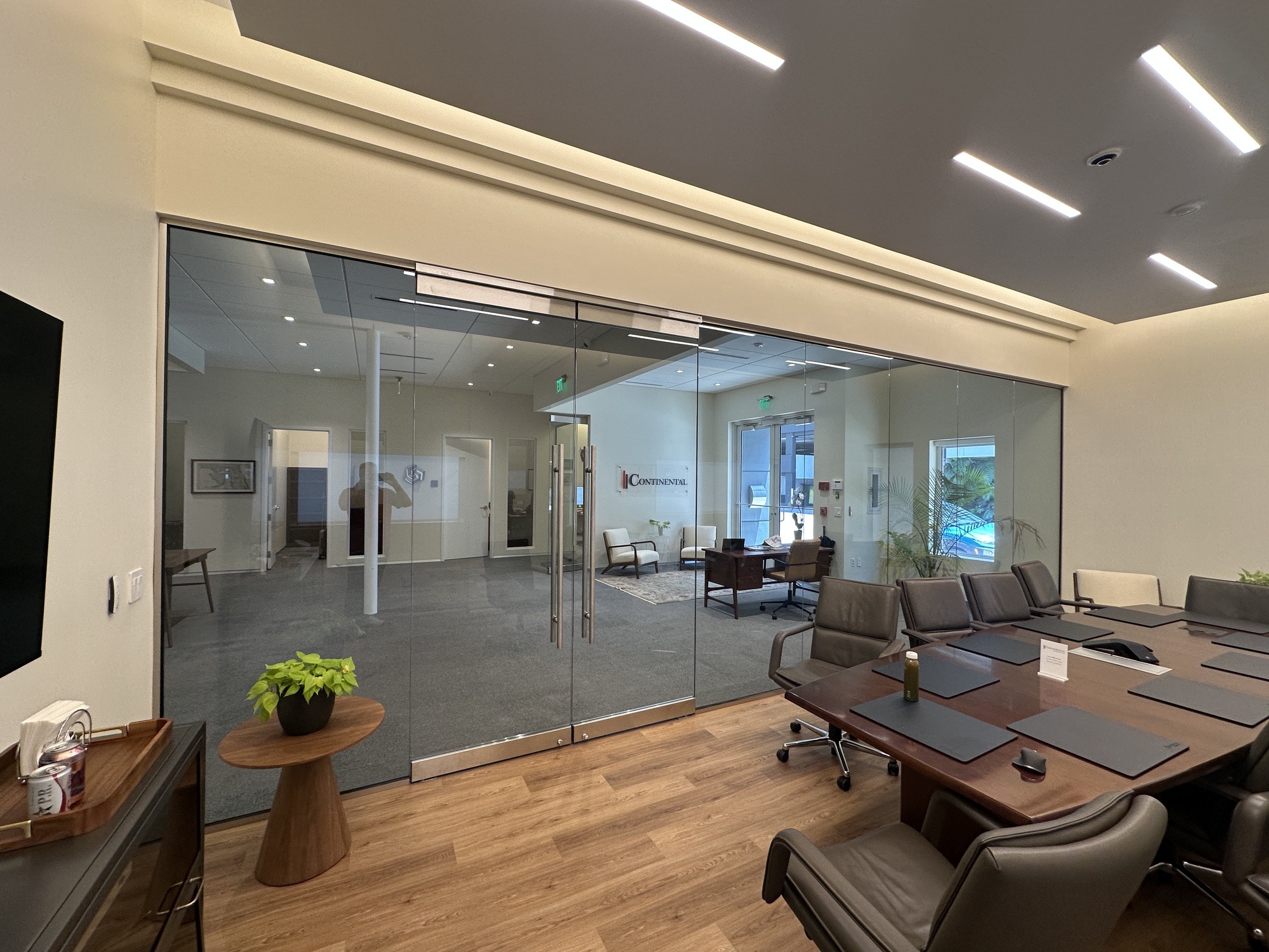 Completed commercial office and glass conference room