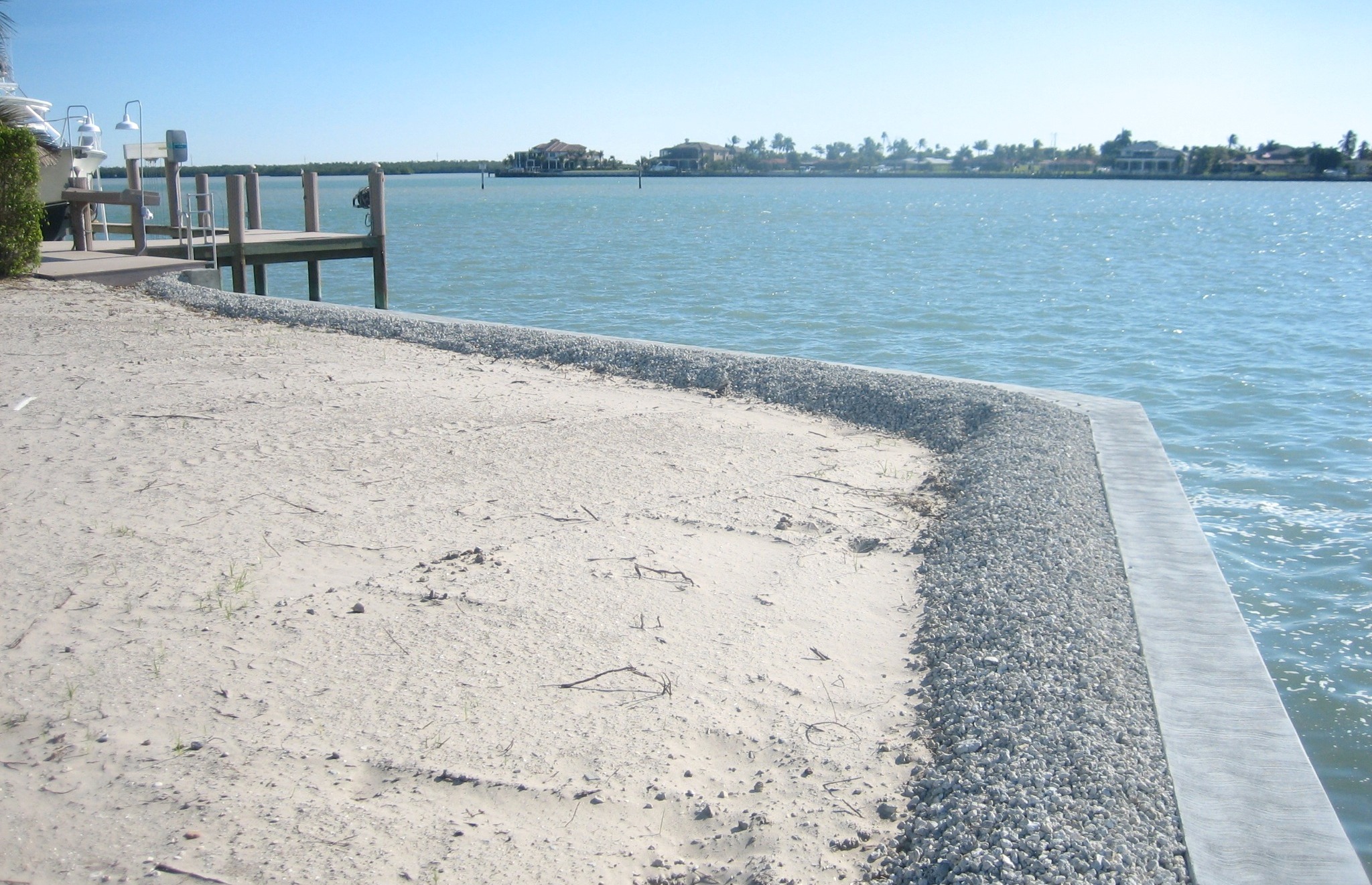 Prepared shoreline and completed seawall