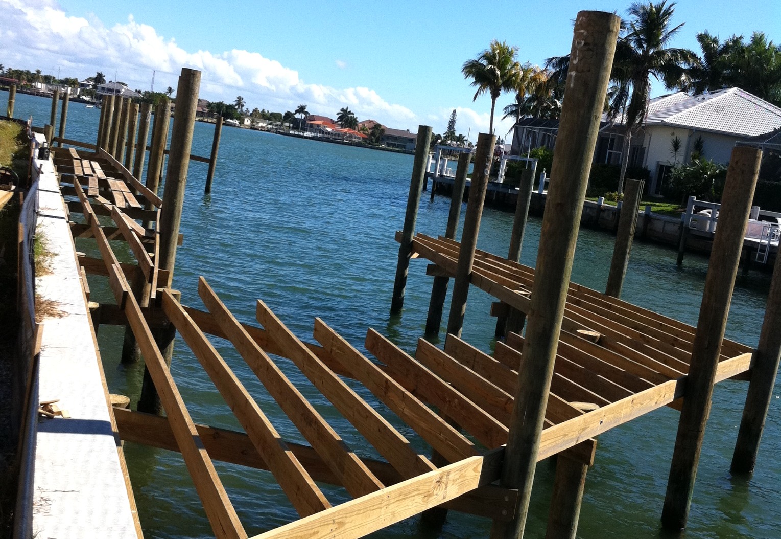 Timber dock framing in progress