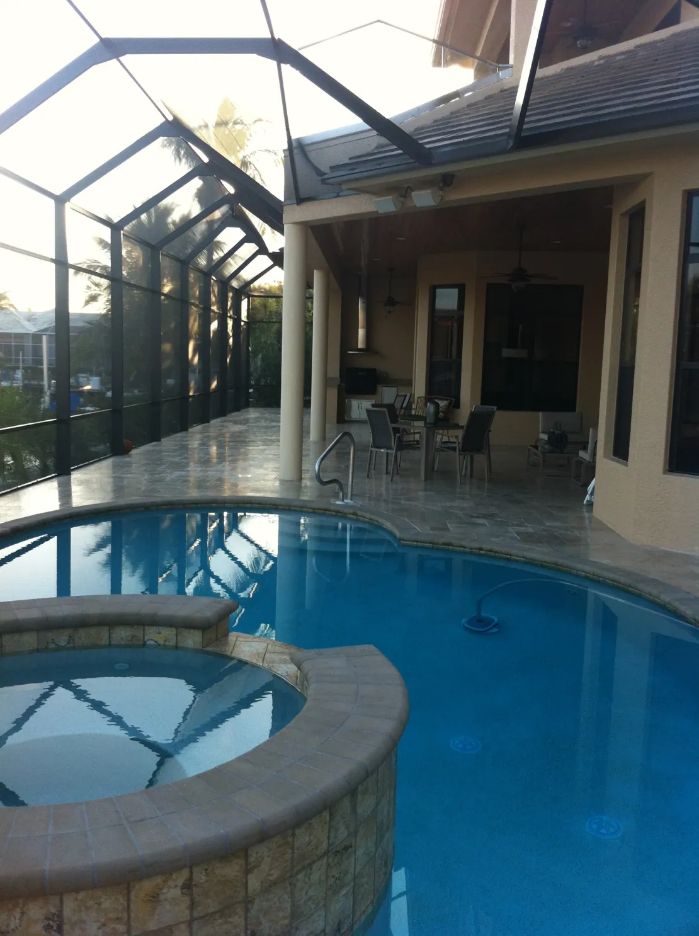 Covered custom pool and spa