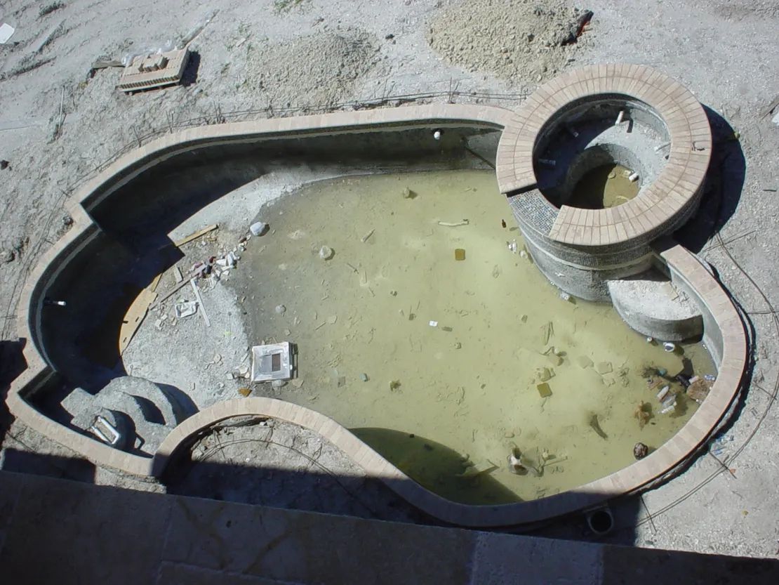 Freeform pool during construction