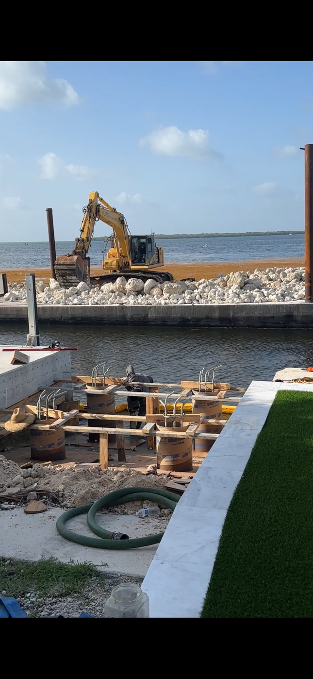 Marine construction project in progress